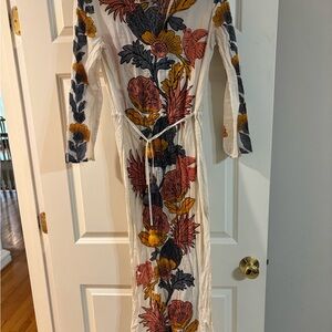 Tory Burch White Floral Long Sleeve Coverup